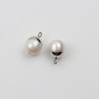 Ciondoli perle d'acqua dolci, perla d'acquadolce coltivata naturalmente, with ottone, Riso, DIY, bianco, 11mm*8-9mm, Venduto da PC