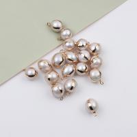 Freshwater Pearl Pendants with Brass Slightly Round gold color plated DIY white 11-14mm Sold By PC