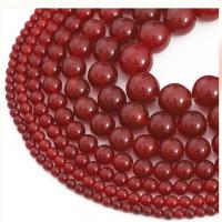 Prirodni Red ahat perle, Red Agate, Krug, možete DIY & različite veličine za izbor, tamnocrveni, Prodano Per Približno 38 cm Strand
