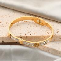 Stainless Steel Bangle 304 Stainless Steel fashion jewelry & for woman & with rhinestone gold nickel lead & cadmium free Length Approx 16.8 cm Sold By PC