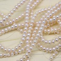 Přírodní sladkovodní perly perlí, Sladkovodní Pearl, Flat Round, DIY, bílý, 6-7mm, Prodáno za Cca 37 cm Strand