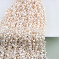 Keishi ferskvandskulturperle Beads, Ferskvandsperle, du kan DIY & top boret, hvid, 5-6mm, Solgt Per Ca. 36 cm Strand