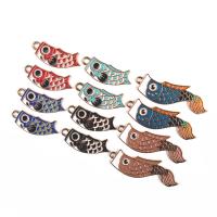 Zinc Alloy Enamel Pendants Fish gold color plated DIY Approx Sold By Bag