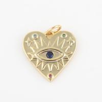 Evil Eye Pendants Brass with Gemstone Chips Heart gold color plated DIY mixed colors nickel lead & cadmium free Sold By PC