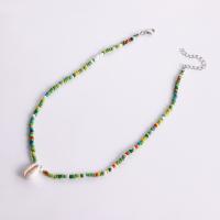 Glass Seed Beads Necklace Zinc Alloy with Seedbead & Shell with 5cm extender chain Shell handmade fashion jewelry & for woman nickel lead & cadmium free Length Approx 40 cm Sold By PC