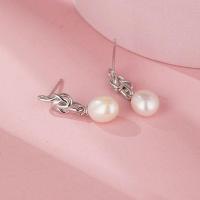 925 Sterling Silver Stud Earrings with Freshwater Pearl fashion jewelry nickel lead & cadmium free 25mm 11mm 8mm Sold By Pair