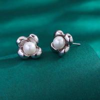 925 Sterling Silver Stud Earrings with Shell Pearl fashion jewelry & for woman nickel lead & cadmium free Sold By Pair