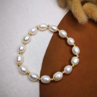 Sötvatten odlade Pearl Bracelet, Freshwater Pearl, med 925 sterling silver, mode smycken & olika stilar för val & för kvinna, Säljs av PC