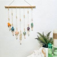Hangende Ornamenten, Edelsteen, met Hout, voor thuis en op kantoor & mode sieraden, gemengde kleuren, 750mm, Verkocht door PC