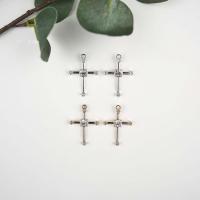 Tibetan Style Cross Pendants, plated, DIY & with rhinestone, more colors for choice, 21x30mm, Approx 100PCs/Bag, Sold By Bag