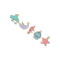 Zinc Alloy Enamel Pendants gold color plated DIY Approx Sold By Bag