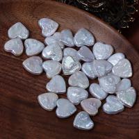 Nėra Hole Kultūringas gėlavandenių perlų karoliukai, Gėlo vandens perlų, Širdis, Pasidaryk pats & ne skylė, baltas, 12-13mm, Pardavė PC