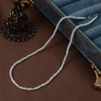Природное пресноводное жемчужное ожерелье, Пресноводные жемчуги, с 5.5cm наполнитель цепи, плакирован серебром, ювелирные изделия моды & Женский, белый, 3-4mm, длина Приблизительно 41 см, продается PC