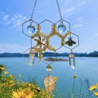 Wind Chimes Outdoor and Home Decoration  Brass with Crystal & Quartz & Iron gold color plated for home and office nickel lead & cadmium free Sold By PC
