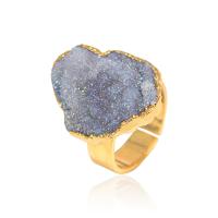 Agaat Finger Ring, Messing, met Ijs Quartz Agaat, gold plated, willekeurig verzonden & mode sieraden & voor vrouw, nikkel, lood en cadmium vrij, 20x27mm, Verkocht door PC