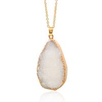 Ice Quartz Agate Pendant Brass with Ice Quartz Agate Teardrop plated DIY nickel lead & cadmium free 15-30x28-45mm Sold By PC