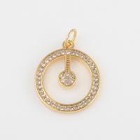 Cubic Zirconia Brass Pendants with Cubic Zirconia Round gold color plated DIY nickel lead & cadmium free Sold By PC
