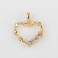 Cubic Zirconia Brass Pendants with Cubic Zirconia Heart gold color plated DIY nickel lead & cadmium free Sold By PC