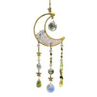 Wind Chimes Outdoor and Home Decoration  Brass with Natural Gravel & Crystal & Iron Moon gold color plated for home and office nickel lead & cadmium free Sold By PC