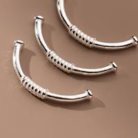 925 Sterling Silver Curved Tube Beads plated DIY silver color 47mm Approx 1.8mm Sold By PC