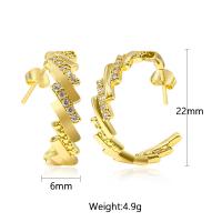 Cubic Zirconia Micro Pave Brass Earring real gold plated micro pave cubic zirconia & for woman golden Sold By Pair