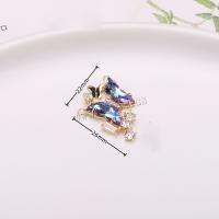 Rhinestone Brass Pendants with Crystal Butterfly plated DIY & with rhinestone & double-hole Sold By PC