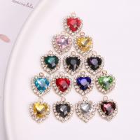 Rhinestone Brass Pendants with Crystal Heart plated DIY & with rhinestone Sold By PC