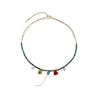 Natural Freshwater Pearl Necklace Titanium Steel with Freshwater Pearl & Lampwork & Quartz with 5cm extender chain fashion jewelry & for woman Random Color Sold Per 42 cm Strand