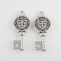 Zinc Alloy Key Pendants antique silver color plated DIY Approx 3.5mm Sold By Bag