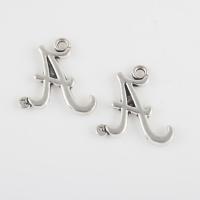 Zinklegering alfabet hangers, Zinc Alloy, Letter A, antiek zilver plated, Vintage & DIY, 23.90x20.60x2mm, Gat:Ca 2mm, Verkocht door Bag