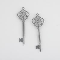Cink ötvözet Key Medálok, Kulcs, antik ezüst színű bevonattal, Vintage & DIY & üreges, 69x21.90x5mm, Lyuk:Kb 1.8mm, Által értékesített Bag