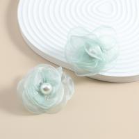 Earring Jewelry Lace with Plastic Pearl Flower handmade fashion jewelry & for woman Sold By Pair