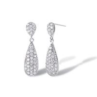 Cubic Zirconia Micro Pave Brass Earring real gold plated micro pave cubic zirconia & for woman platinum color Sold By Pair