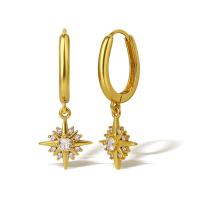 Cubic Zirconia Micro Pave Brass Earring real gold plated micro pave cubic zirconia & for woman gold Sold By Pair