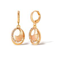 Cubic Zirconia Micro Pave Brass Earring real gold plated micro pave cubic zirconia & for woman Champagne Sold By Pair