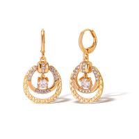 Cubic Zirconia Micro Pave Brass Earring real gold plated micro pave cubic zirconia & for woman Champagne Sold By Pair