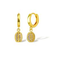 Cubic Zirconia Micro Pave Brass Earring Durian real gold plated micro pave cubic zirconia & for woman golden Sold By Pair