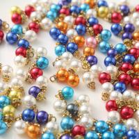 ABS Plastic Beads ABS Plastic Pearl with Zinc Alloy Round gold color plated DIY & with rhinestone mixed colors 10mm Sold By Bag
