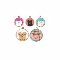 Zinc Alloy Enamel Pendants Flat Round gold color plated DIY Approx Sold By Bag