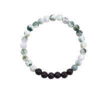 Gemstone Bracelets Lava with Tree Agate Round fashion jewelry & Unisex mixed colors 6mm Length Approx 18 cm Sold By PC