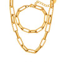 Zestawy biżuterii, Titantium stali, ze 1.97inch przedłużeniami łańcuszka, biżuteria moda & różne style do wyboru & dla kobiety, złoty, długość około 5.9 cal, około 15.75 cal, sprzedane przez PC