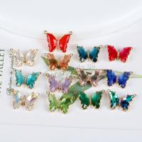 Rhinestone Brass Pendants with Crystal Butterfly plated DIY & with rhinestone & double-hole Sold By PC