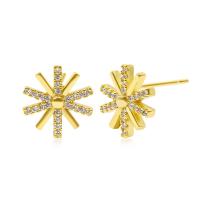 Cubic Zirconia Micro Pave Brass Earring petals real gold plated micro pave cubic zirconia & for woman Sold By Pair