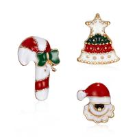 Christmas Brooches Zinc Alloy Christmas Design & three pieces & fashion jewelry & for woman & enamel nickel lead & cadmium free Sold By Set