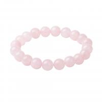 Quartz Bracelets Rose Quartz Round fashion jewelry & Unisex pink Length Approx 18 cm Sold By PC