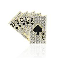 Stop cynku Broszka, Poker, Powlekane, dla kobiety & emalia & z kamieniem, dostępnych więcej kolorów, 38x34mm, sprzedane przez PC