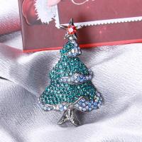 Zinc Alloy Brooch Christmas Tree plated Christmas jewelry & for woman & enamel & with rhinestone 25-78mm Sold By PC