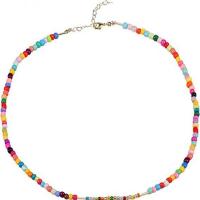 Glass Seed Beads Necklace Zinc Alloy with Seedbead with 6cm extender chain handmade fashion jewelry & for woman multi-colored nickel lead & cadmium free Length Approx 39 cm Sold By PC