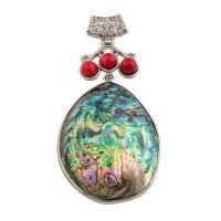 Φυσικό Abalone Shell Μενταγιόν, με Ορείχαλκος, κοσμήματα μόδας & για τη γυναίκα, 85x38x13mm, Τρύπα:Περίπου 3mm, Sold Με PC