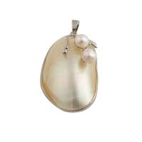 Freshwater Pearl Pendants, Brass, with Mabe Pearl & Freshwater Pearl, fashion jewelry & for woman, 58x30x15mm, Hole:Approx 6mm, Sold By PC